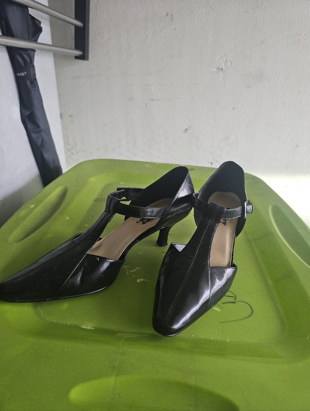 Classic Black T-Strap Kitten Heel Pumps - Women